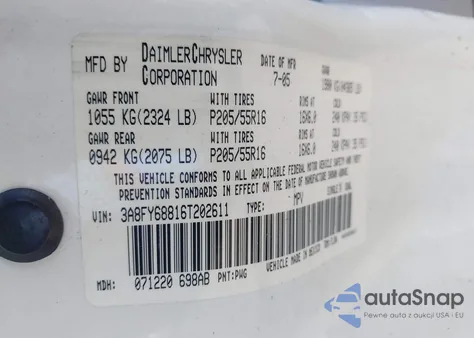 2006 Chrysler Pt Cruiser Limited from USA, damaged, VIN 3A8FY68816T202611